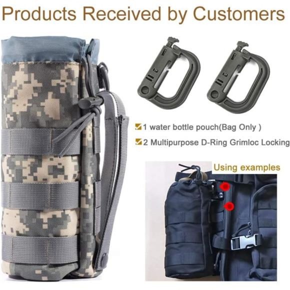 Sports Water Bottles Pouch Bag, Tactical Drawstring Molle Water Bottle Holder - Picture 2 of 6